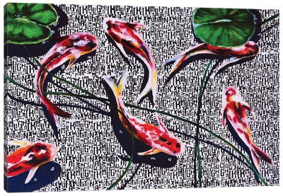 Six Lucky Koi Fish Canvas Art Print - Silan Chen