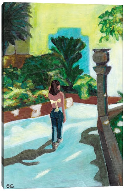 Woman In Shadow Canvas Art Print - Women's Pants Art