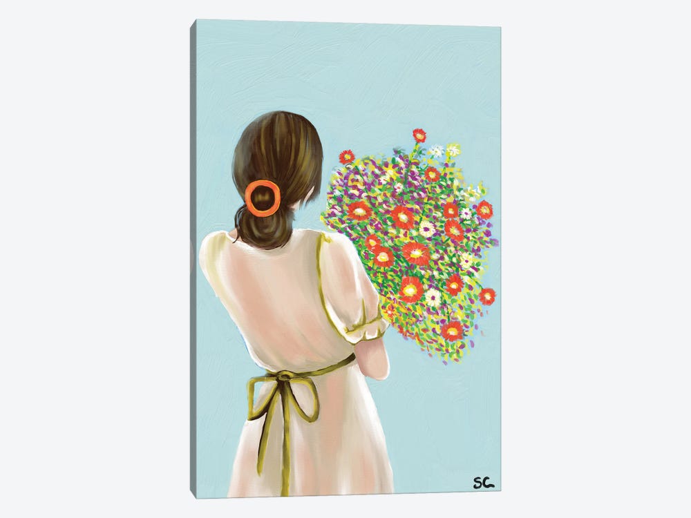 Woman With Flower by Silan Chen 1-piece Canvas Art Print
