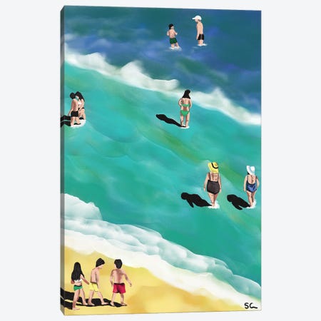 Fun Day At Beach Canvas Print #SNC21} by Silan Chen Art Print