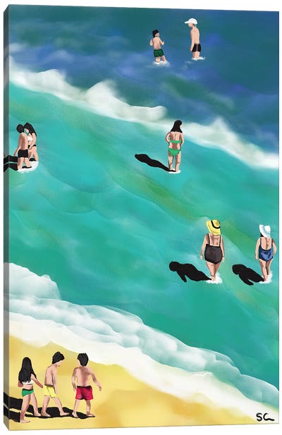 Fun Day At Beach Canvas Art Print - Silan Chen