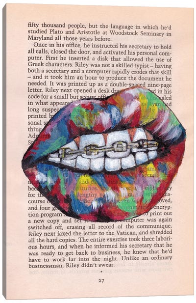 Abstract Lips With Braces Canvas Art Print - Lips Art