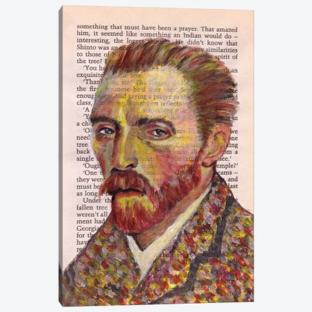 Vincent Van Gogh In Book Canvas Print #SNC44} by Silan Chen Canvas Wall Art