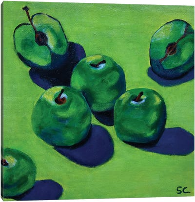 Granny Smith Green Apples Canvas Art Print - Silan Chen