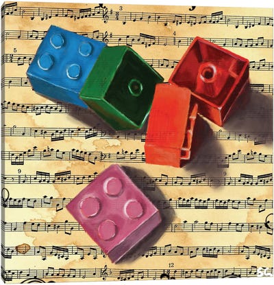 Lego Blocks Canvas Art Print - Musical Notes Art