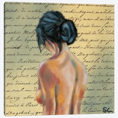 Woman With Love Letter Canvas Print #SNC58} by Silan Chen Canvas Artwork