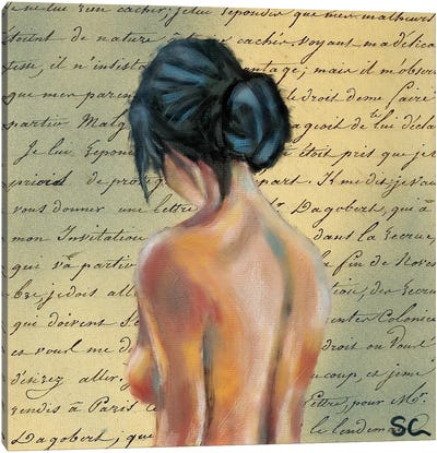 Woman With Love Letter Canvas Art Print - Silan Chen