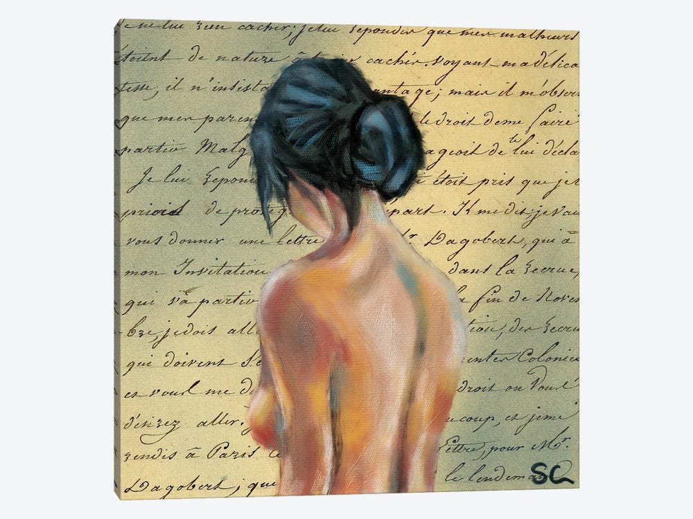 Woman With Love Letter by Silan Chen 1-piece Canvas Wall Art