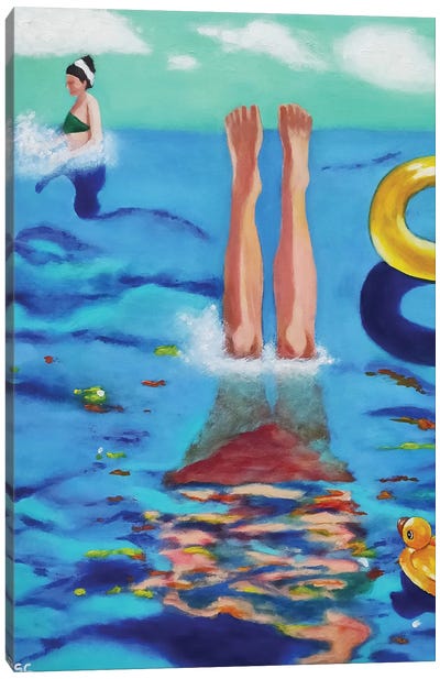 Holiday Fun Canvas Art Print - Swimming Art