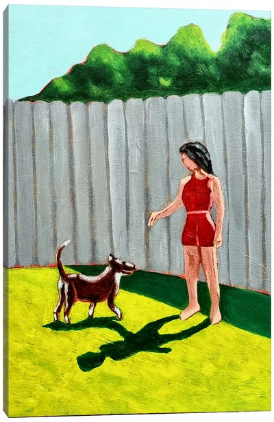 Dog Sitter Canvas Art Print - Grass Art