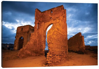 Fez, Morocco. Marinid Tombs at night Canvas Art Print - Ancient Ruins Art