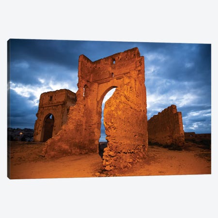 Fez, Morocco. Marinid Tombs at night Canvas Print #SND10} by Jolly Sienda Canvas Art Print