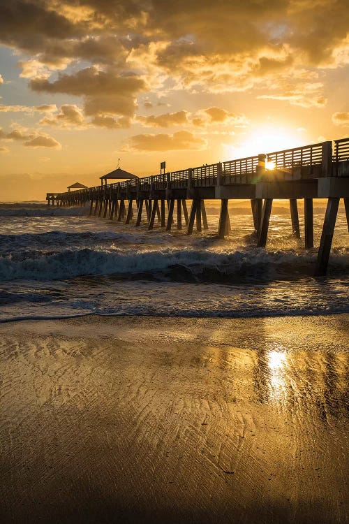 Juno Beach, Palm Beach County, Florida. Sunrise and high surf.