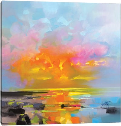 Sunset Fragments Canvas Art Print - Cloudy Sunset Art