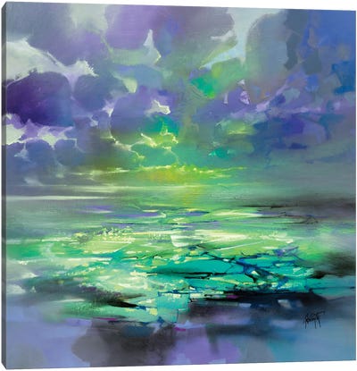 Electric Green Canvas Art Print - Cloudy Sunset Art