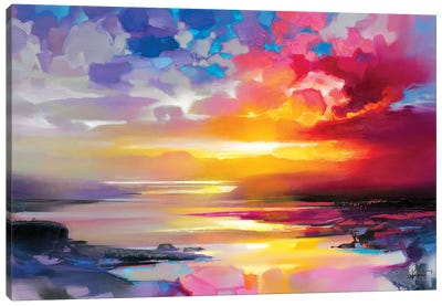 Low Tide Sunset Canvas Art Print - Large Colorful Accents