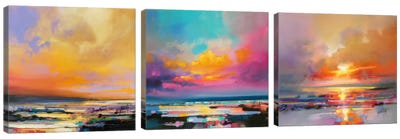 Diminuendo Sky Triptych Canvas Art Print - Sunrise & Sunset Art