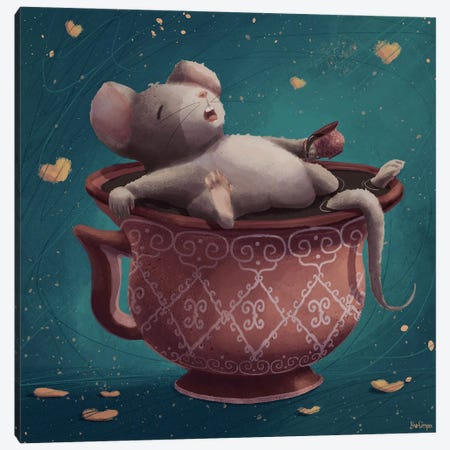Sleeping Mouse Canvas Print #SNJ10} by Holumpa Art Print