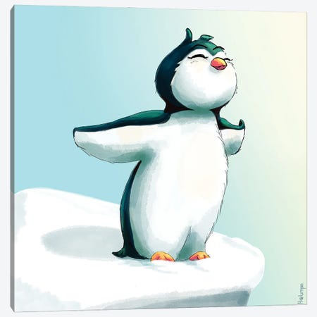 Happy Penguin Canvas Print #SNJ16} by Holumpa Canvas Artwork