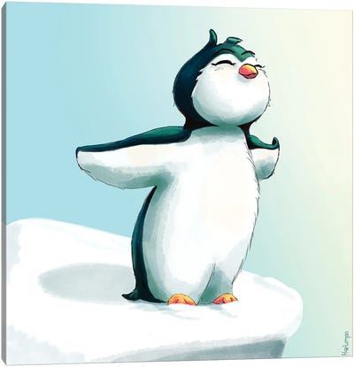 Happy Penguin Canvas Art Print - Penguin Art