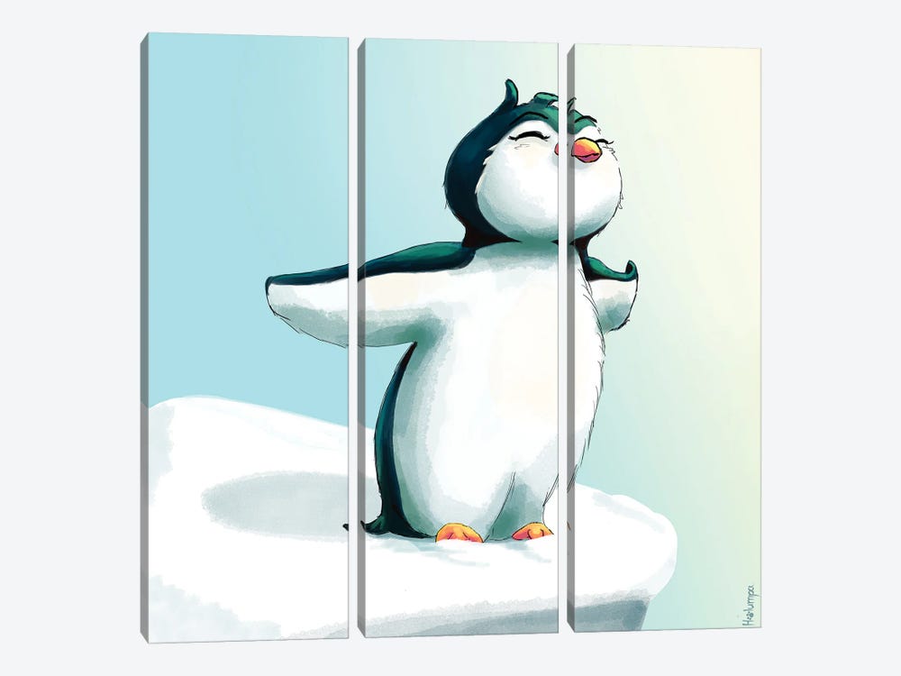 Happy Penguin by Holumpa 3-piece Canvas Wall Art