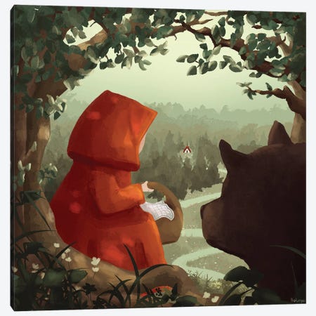 Little Red Riding Hood Canvas Print #SNJ20} by Holumpa Canvas Art