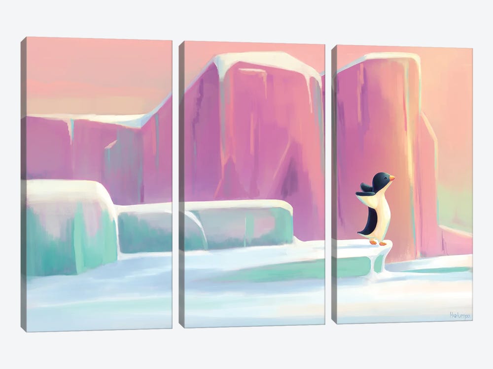 Penguin In The Sunrise 3-piece Canvas Art