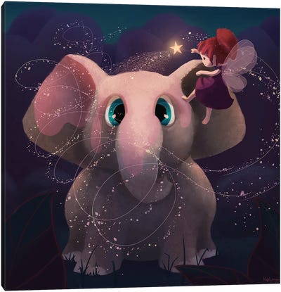 Pink Elephant Canvas Art Print - Holumpa