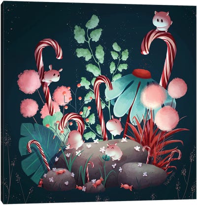 Candy Cane Forest Canvas Art Print - Holumpa