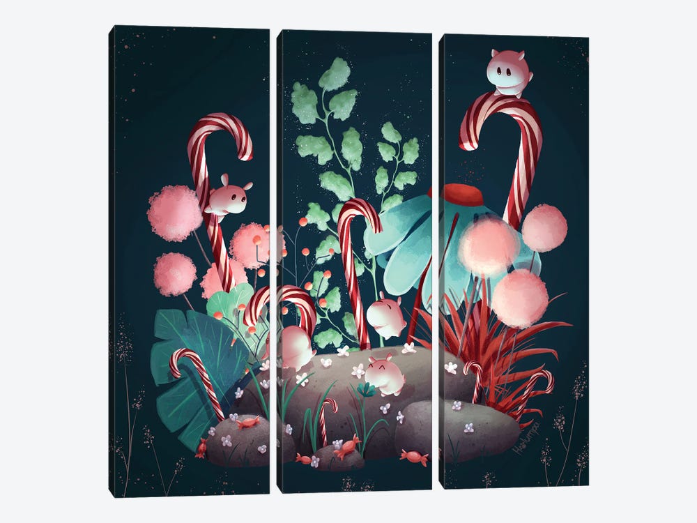 Candy Cane Forest by Holumpa 3-piece Canvas Artwork