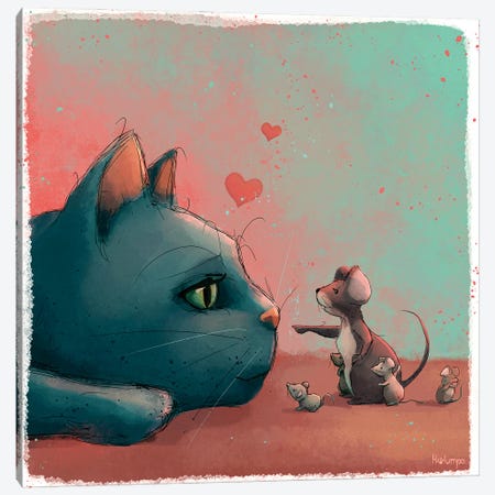 Cat And Mice Canvas Print #SNJ6} by Holumpa Canvas Print