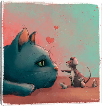 Cat And Mice Canvas Art Print - Holumpa