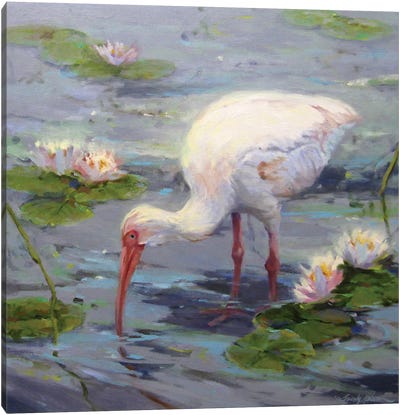 Ibis And Lilies Canvas Art Print