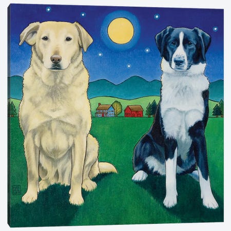 Two Dog Night Canvas Print #SNM100} by Stacey Neumiller Art Print
