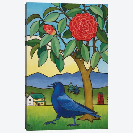 Camelia And Crow Canvas Print #SNM15} by Stacey Neumiller Canvas Print