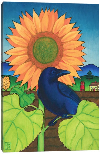 Crow In The Garden Canvas Art Print - Gardening Art