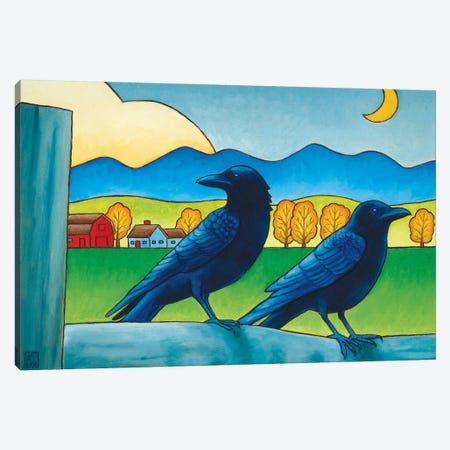 Moe And Joe Crow Canvas Print #SNM56} by Stacey Neumiller Canvas Art Print