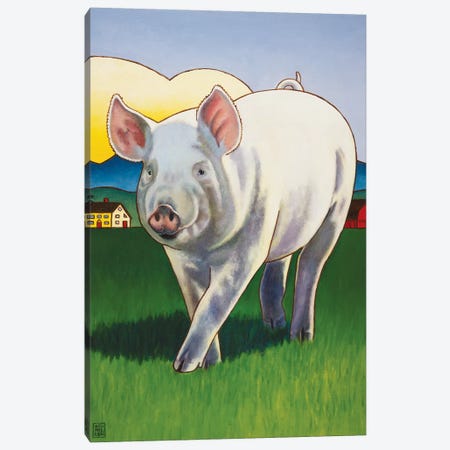 Pig Newton Canvas Print #SNM66} by Stacey Neumiller Canvas Art