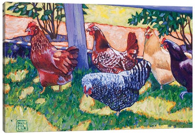 Shadow Girls Canvas Art Print - Chicken & Rooster Art