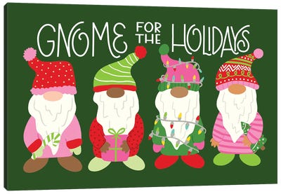 Gnome for the Holidays Canvas Art Print - Christmas Gnome Art