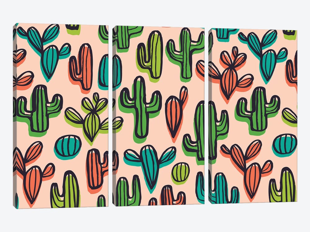 Cute Cacti I by Taylor Shannon 3-piece Canvas Art