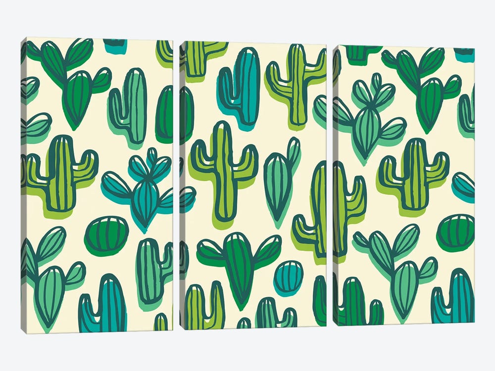 Cute Cacti II by Taylor Shannon 3-piece Canvas Print