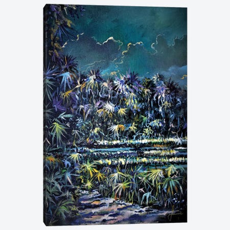 Midnight Palms Canvas Print #SNS111} by Sinisa Saratlic Canvas Art