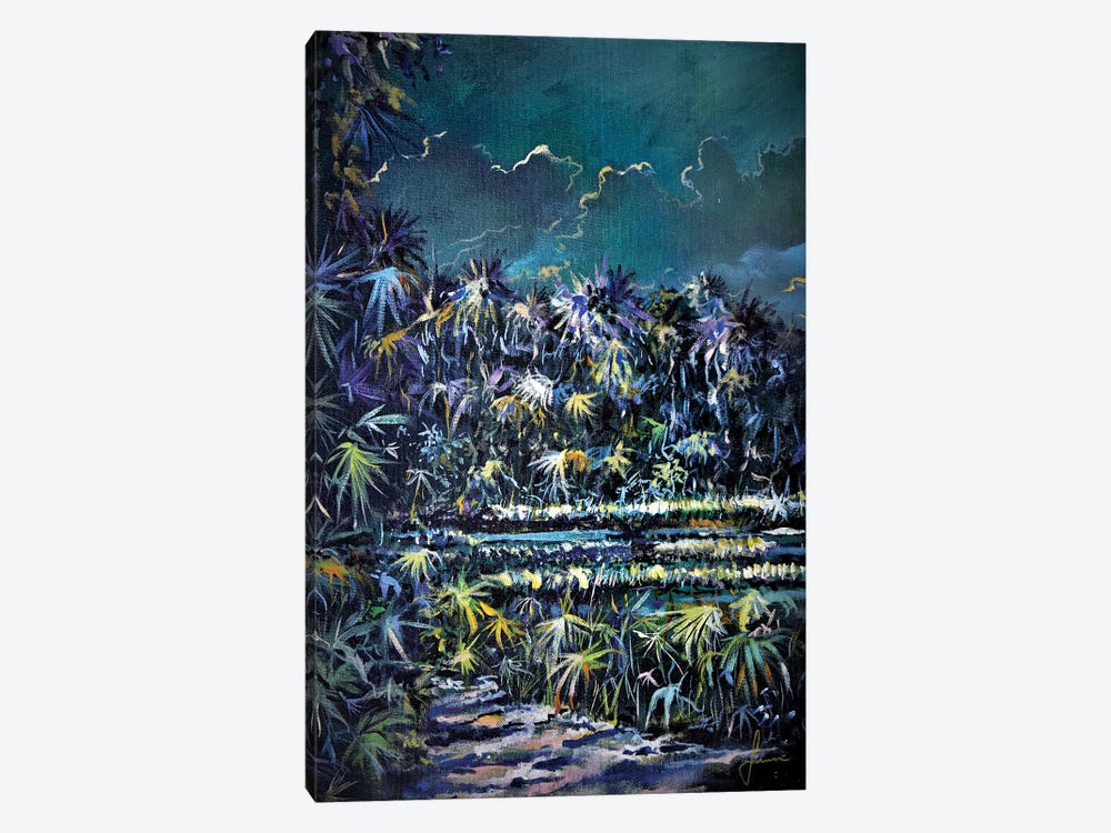 Midnight Palms by Sinisa Saratlic 1-piece Canvas Print