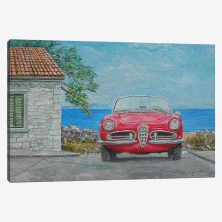 1962 Alfa Romeo Giulietta Spider Veloce Canvas Print #SNS126} by Sinisa Saratlic Canvas Art