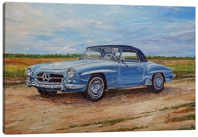 1957 Mercedes-Benz 190 SL Roadster Canvas Art Print - Sinisa Saratlic