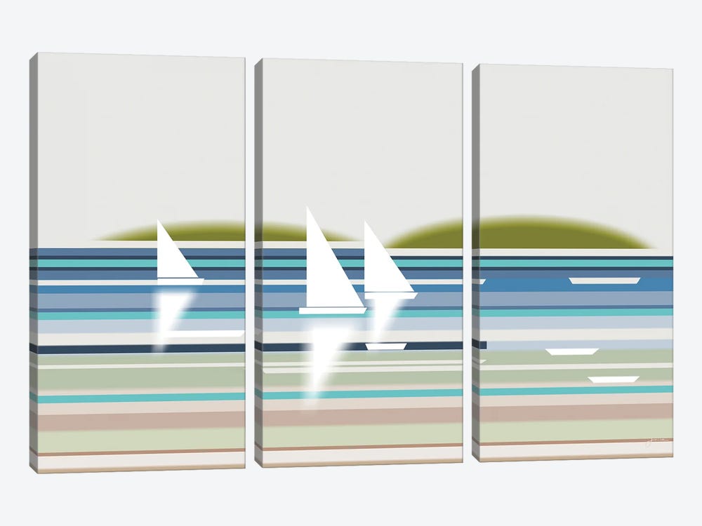 Sailboats by Sinisa Saratlic 3-piece Canvas Art