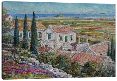 Mediterranean Village Canvas Art Print - Sinisa Saratlic