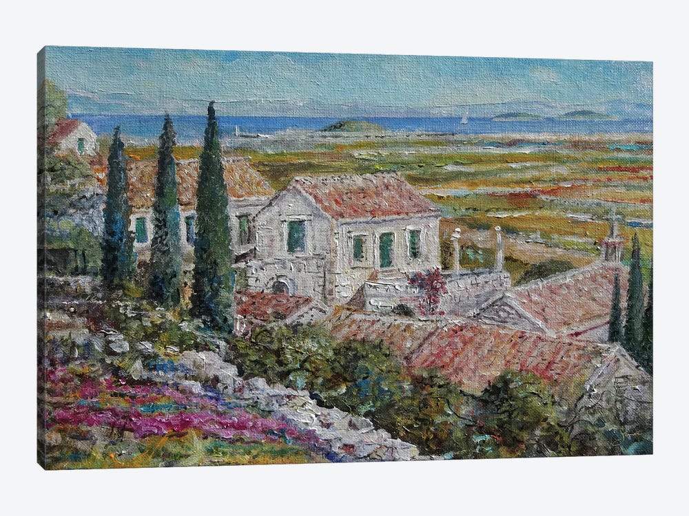 Mediterranean Village by Sinisa Saratlic 1-piece Art Print