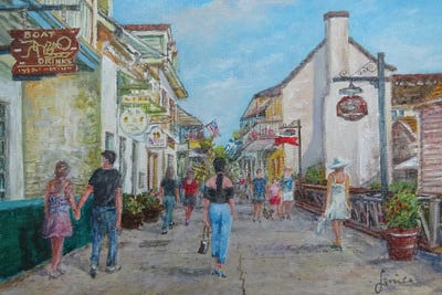 St. Augustine Fl, Old Street by Sinisa Saratlic framed canvas print